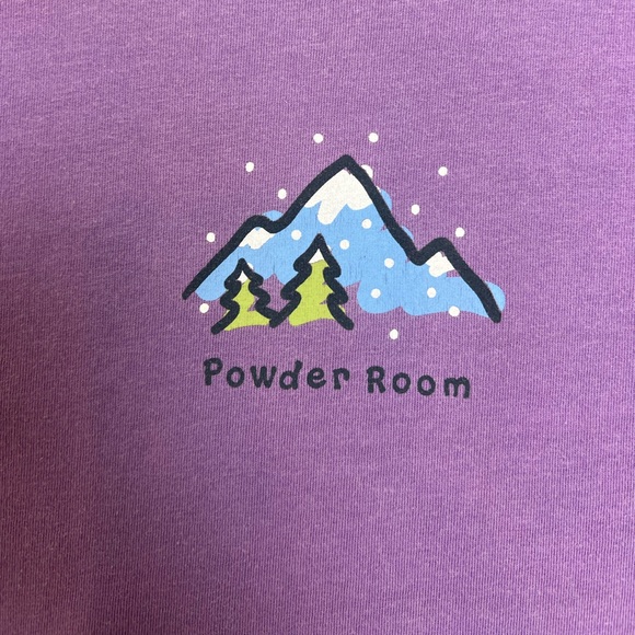 Life is Good Long Sleeve Crew Neck Tee Powder Room Size Large Purple - Picture 3 of 11